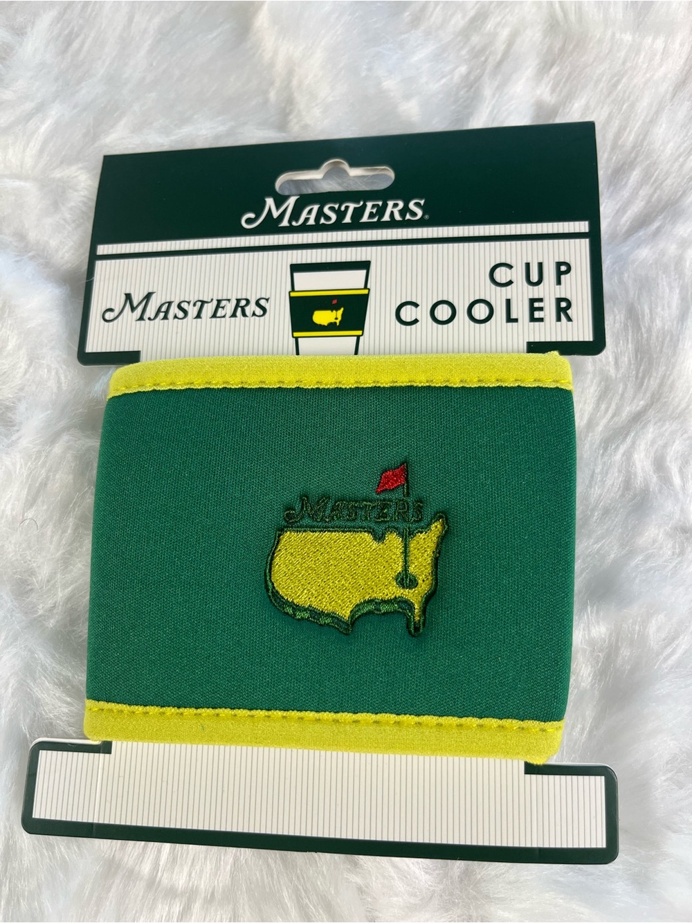 NWT 2026 Masters Green and Yellow Neoprene Cup Koozie